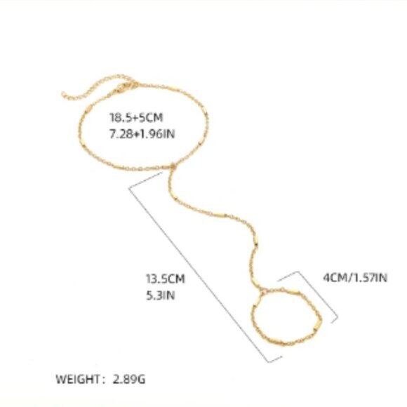 Tiny Chain Bracelet Finger Rings Gold Color Link Chains Connecting Hand Harness - Picture 5 of 5